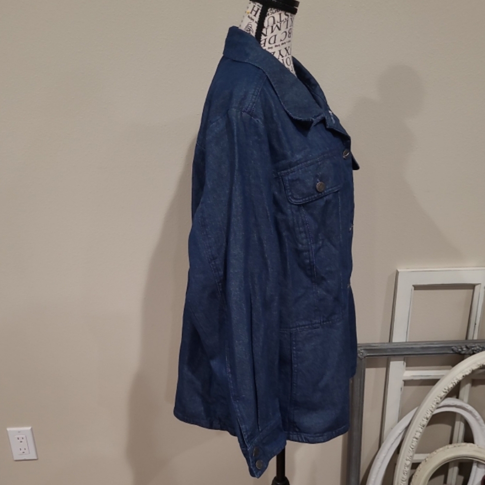 Jessica London Women's SZ 24W Denim Peplum Jacket pockets casual Boho everyday - Picture 5 of 11